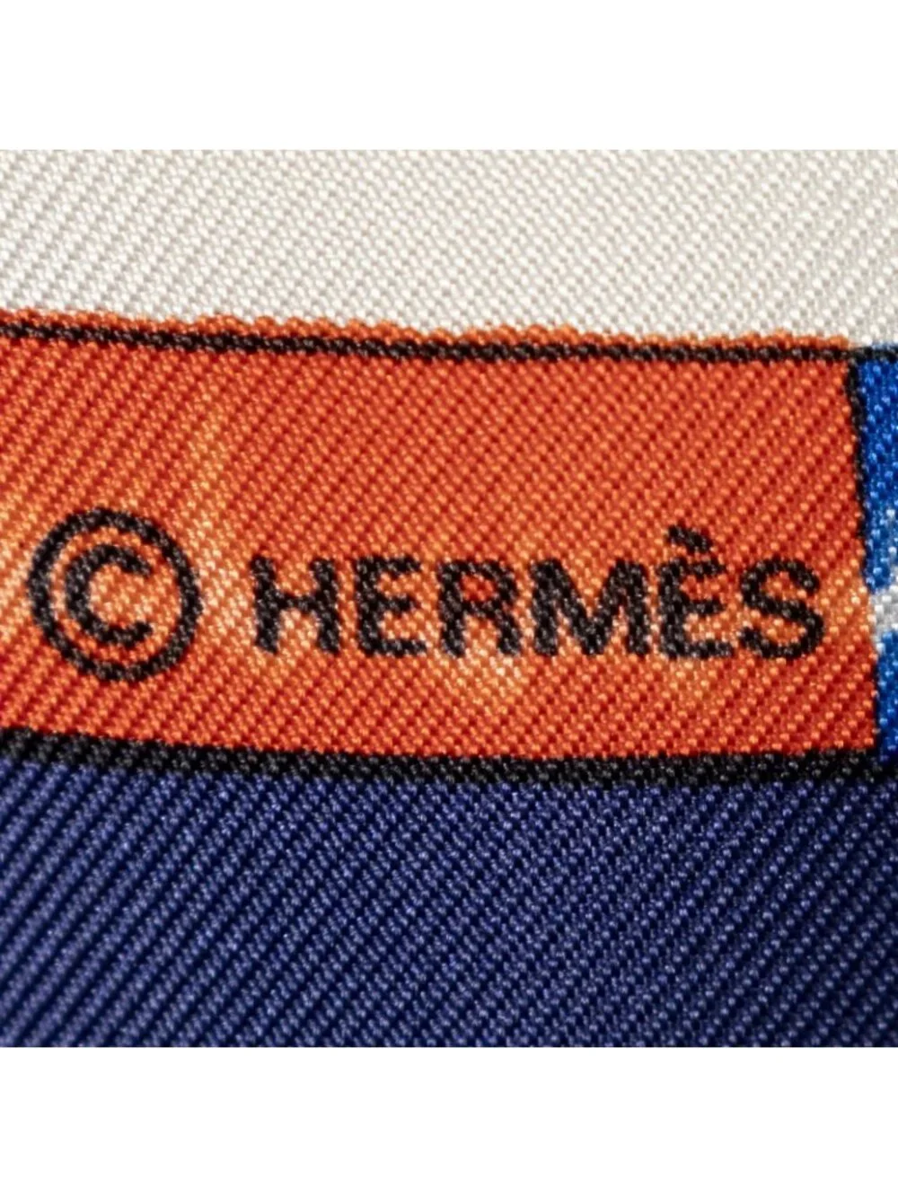 Hermes Scarf Navy White Gold Silk
